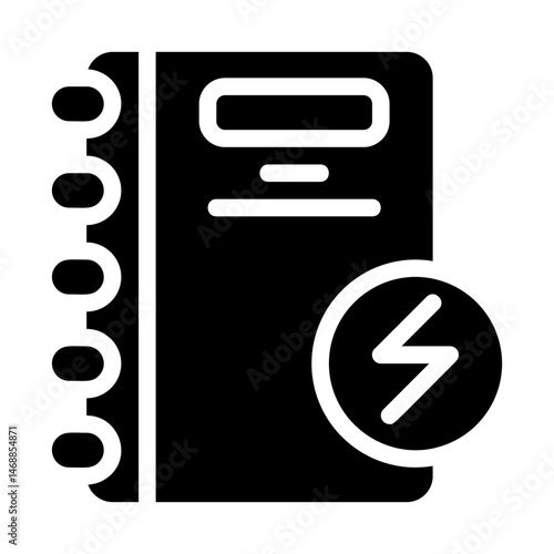 Notebook lightning bolt Solid Icon