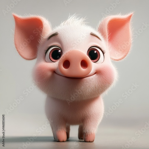 Cute digital illustration of a cartoon piglet.