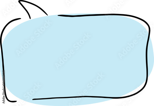 conversational speech bubble with broken black outlines hand drawn with black curved lines with a rounded blue background