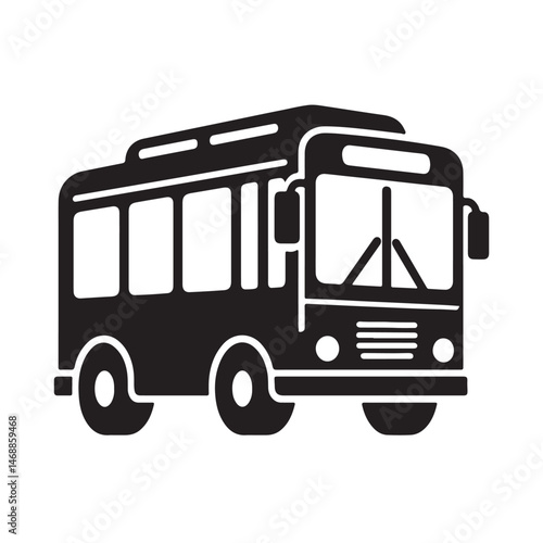 Classic Public Bus Vehicle Transportation Silhouette Isolated Over White