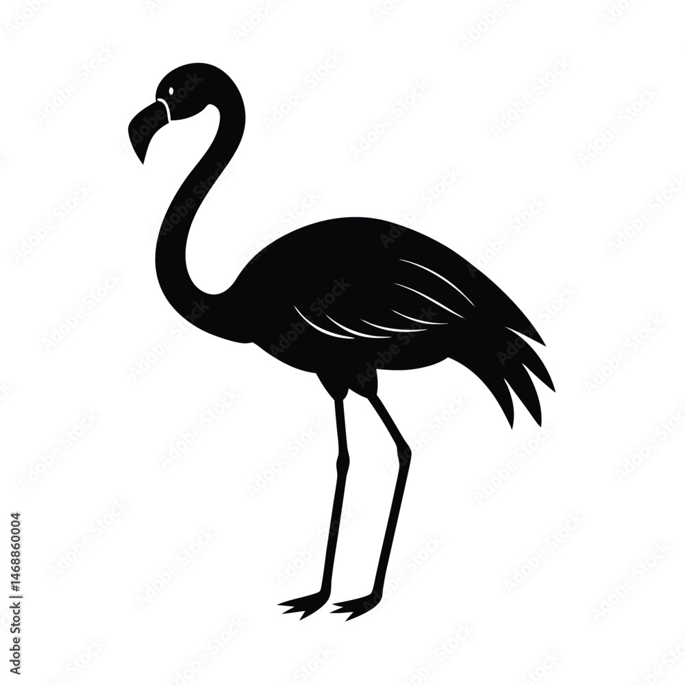 Black silhouette of a flamingo bird vector art illustration Black silhouette of a flamingo bird vector art illustration