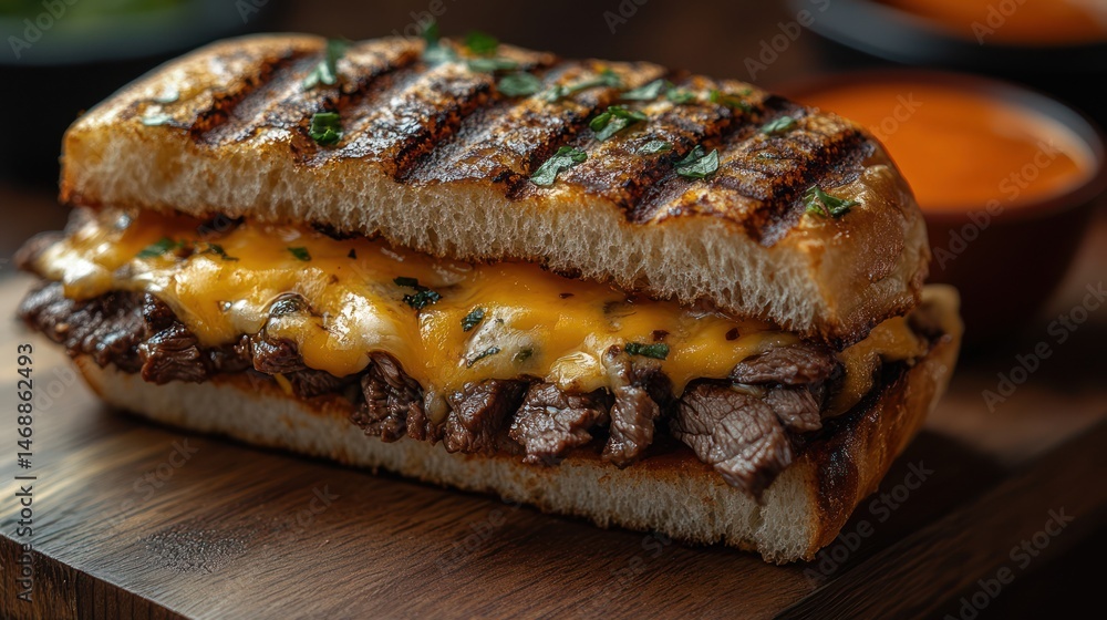 Grilled beef cheese sandwich image Grilled beef cheese sandwich image