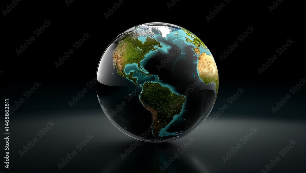 Fototapeta premium Surreal Earth Globe on Dark Background