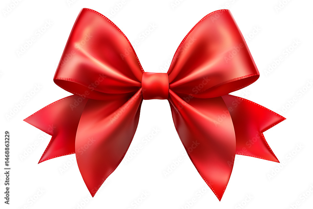 Close-up of a Red Satin Gift Bow on Transparent Background Close-up of a Red Satin Gift Bow on Transparent Background