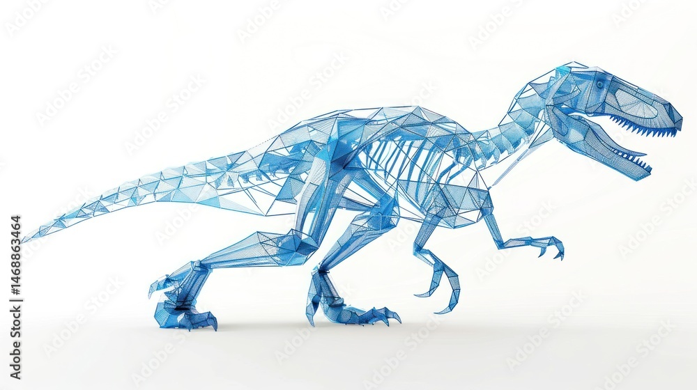 Fototapeta premium 3D polygonal dinosaur skeleton