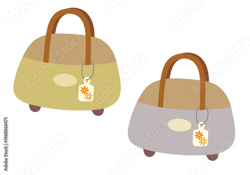 旅行用ハンドバックのイラストセット