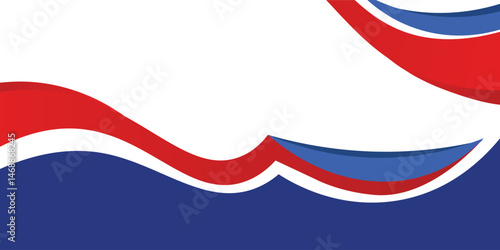 Abstract red waves are flowing on blue and white background. eps10