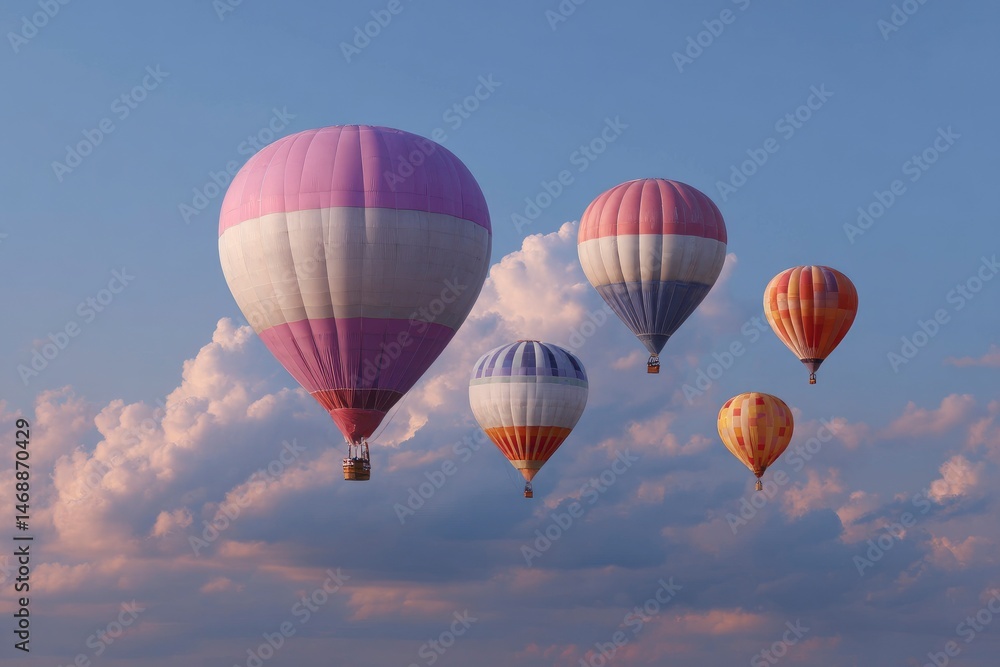 Obraz premium Serene Hot Air Balloons Ascending: A Pastel Sky Dream