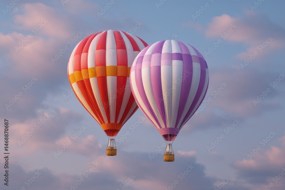 Fototapeta premium Serene Hot Air Balloons: A Pastel Dream in the Clouds
