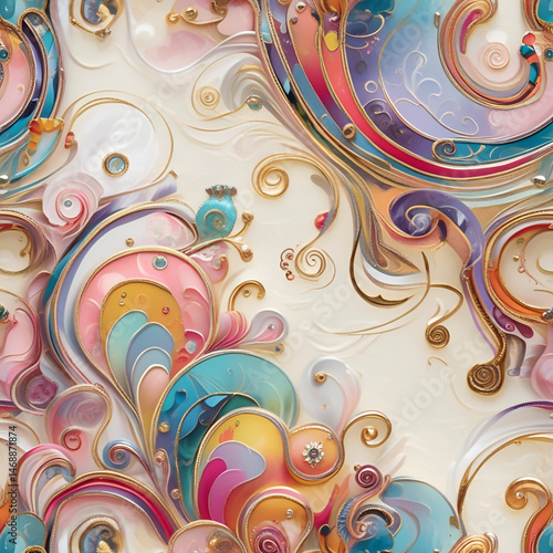 Harmonic Bloom: Geometric & Floral Fusion on Cream Canvas