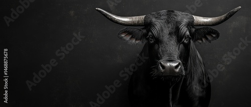Close-up portrait of a black bull.