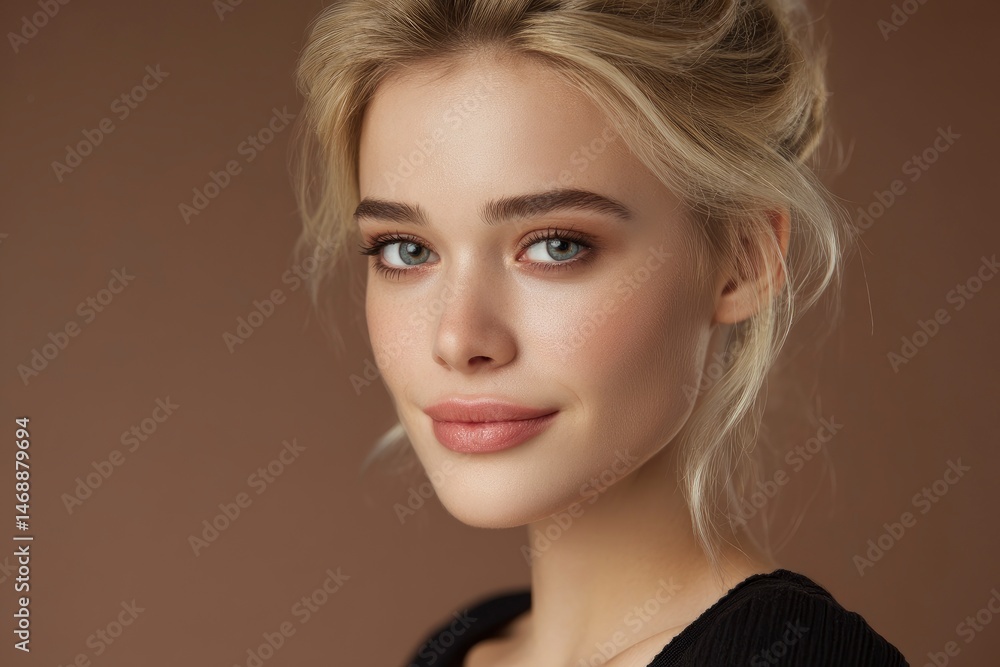 Naklejka premium Blond Woman Portrait: Soft Lighting, Natural Beauty