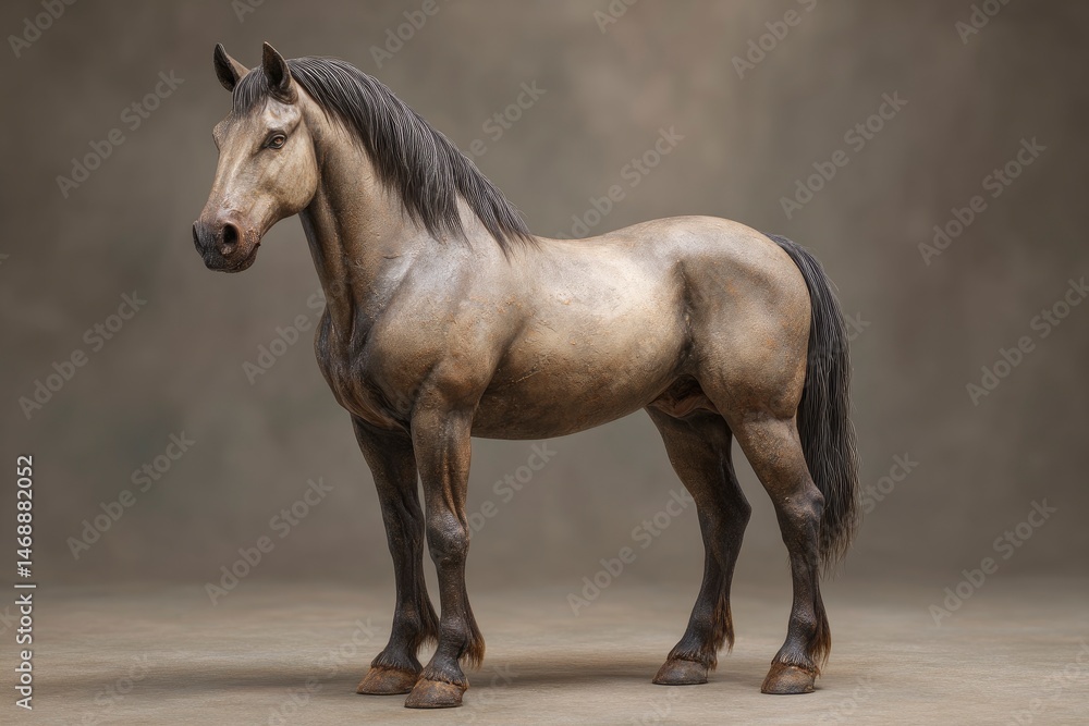 Obraz premium Elegant Gray Horse: A Serene Equestrian Portrait