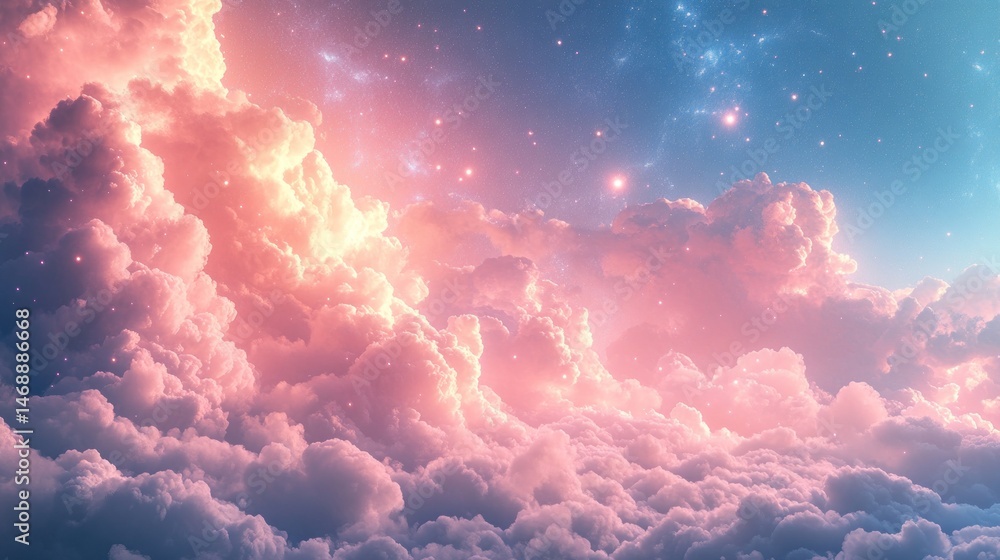 Celestial Dreamscape: A Surreal Pink and Blue Cloud Heaven Celestial Dreamscape: A Surreal Pink and Blue Cloud Heaven