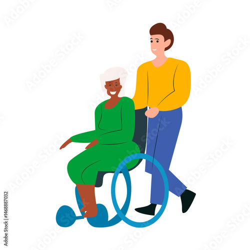 Elderly Woman Wheelchair Caregiver Support