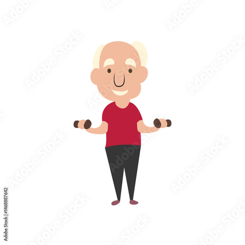 Elderly Man Lifting Light Weights Exercise