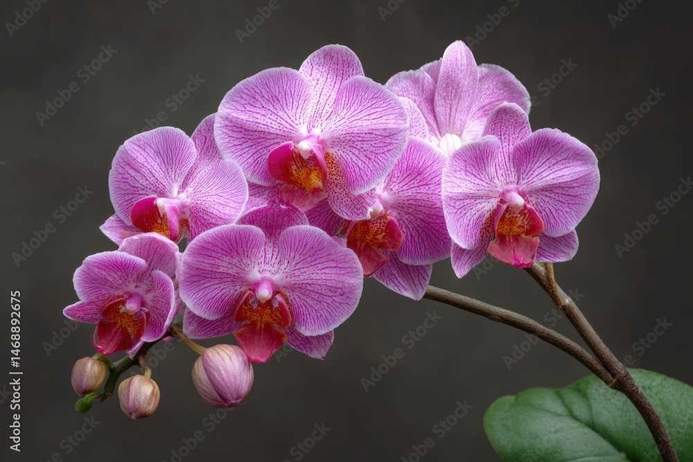 Fototapeta premium Elegant Pink Orchids: A Serene Botanical Study