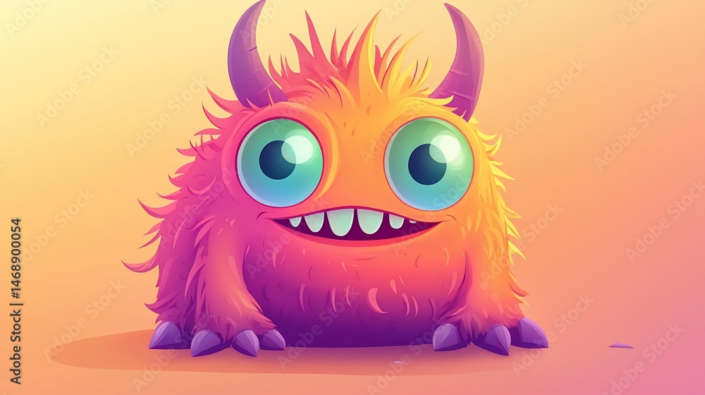 Fluffy Monster Smiling Portrait Fluffy Monster Smiling Portrait