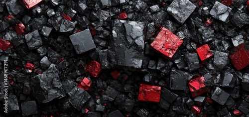 Abstract Red and Black Cube Texture: A Digital Art Piece