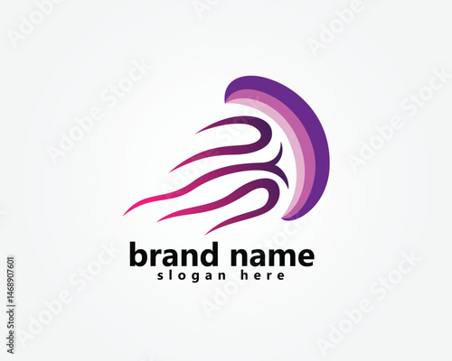 jellyfish logo, abstract jellyfish icon logo design template