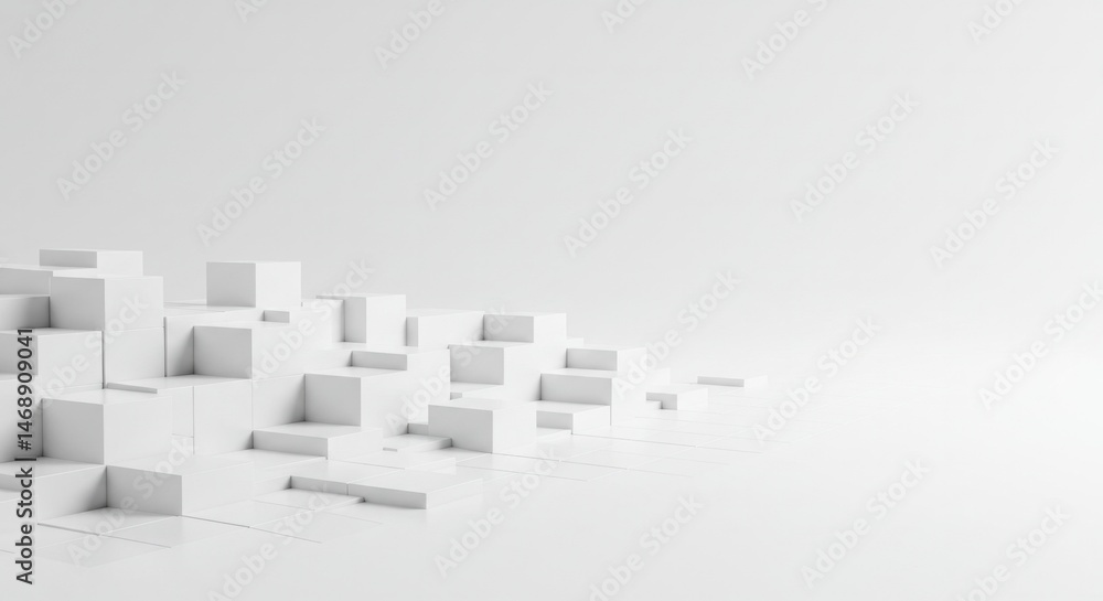 Fototapeta premium Minimalistic composition showcasing abstract white cubic structures with geometrical precision