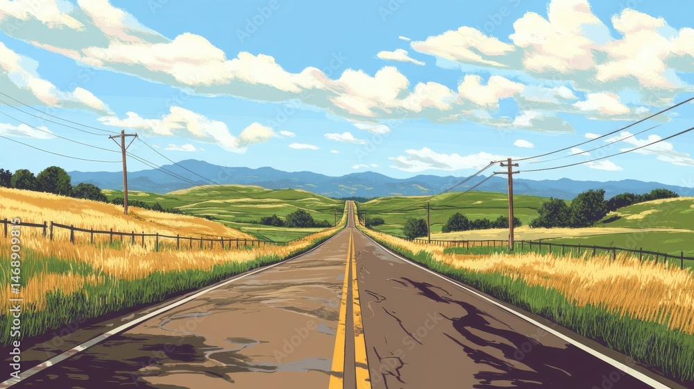 Fototapeta premium Safety First written on rural road illustration , no logos, no brands