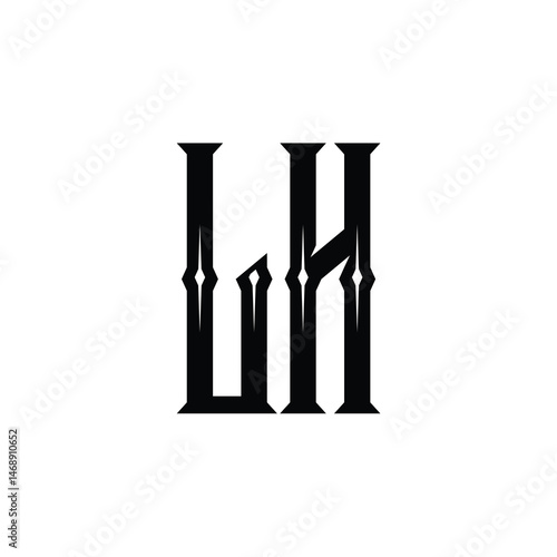 LH monogram logo design letter text name symbol monochrome logotype alphabet character simple logo