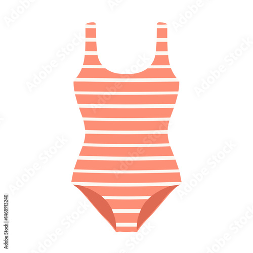 Striped coral swimsuit illustration without background