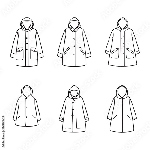 Hand drawn raincoat vector outline for clothing themes