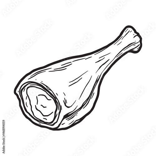 Hand Drawn Raw Lamb Leg Meat Cut Sketch