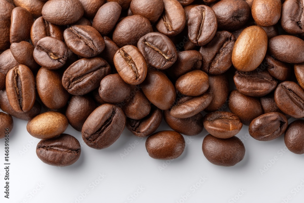 Naklejka premium Roasted Coffee Beans: A Rich, Detailed Close-Up