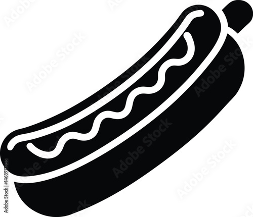 Hotdog Silhouette Icon Vector Illustration