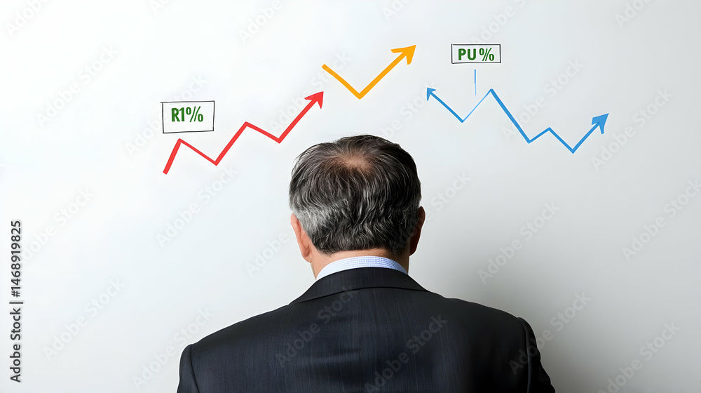 Businessman Reflects On Mixed Growth Charts Businessman Reflects On Mixed Growth Charts
