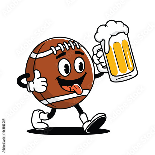 american football cartoon vector isolated clip art illustration mascot dancing cheerfully, vector work 