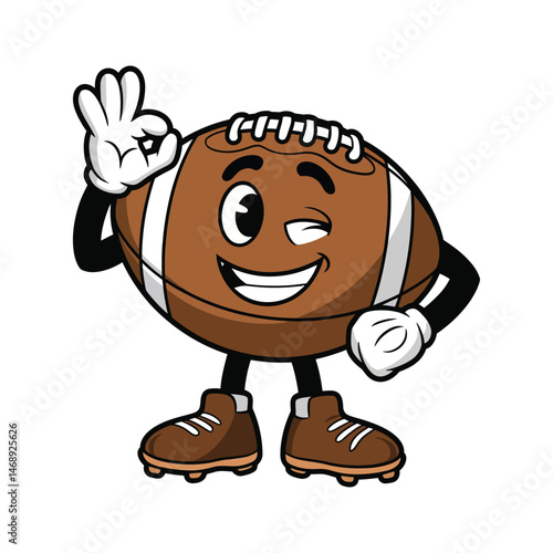american football cartoon vector isolated clip art illustration mascot dancing cheerfully, vector work 