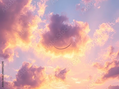 Serene Sunset with Wispy Clouds and Soft Pastel Colors in Sky