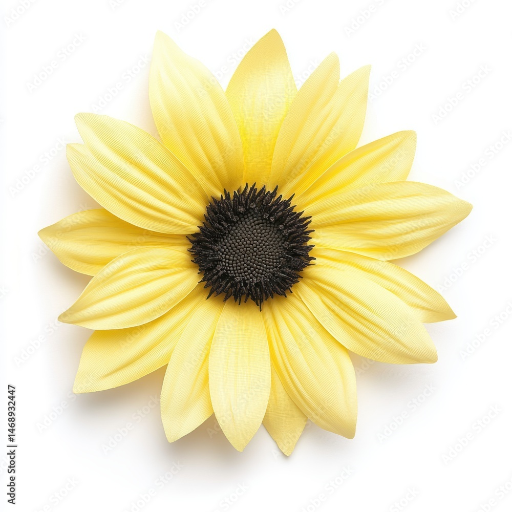 Obraz premium macro shot of yellow sunflower center, high contrast texture, sharp detail, white background.