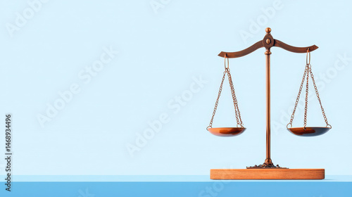 Wallpaper Mural Balanced scale symbolizes justice and fairness, set against light blue background, evoking sense of calm and order Torontodigital.ca