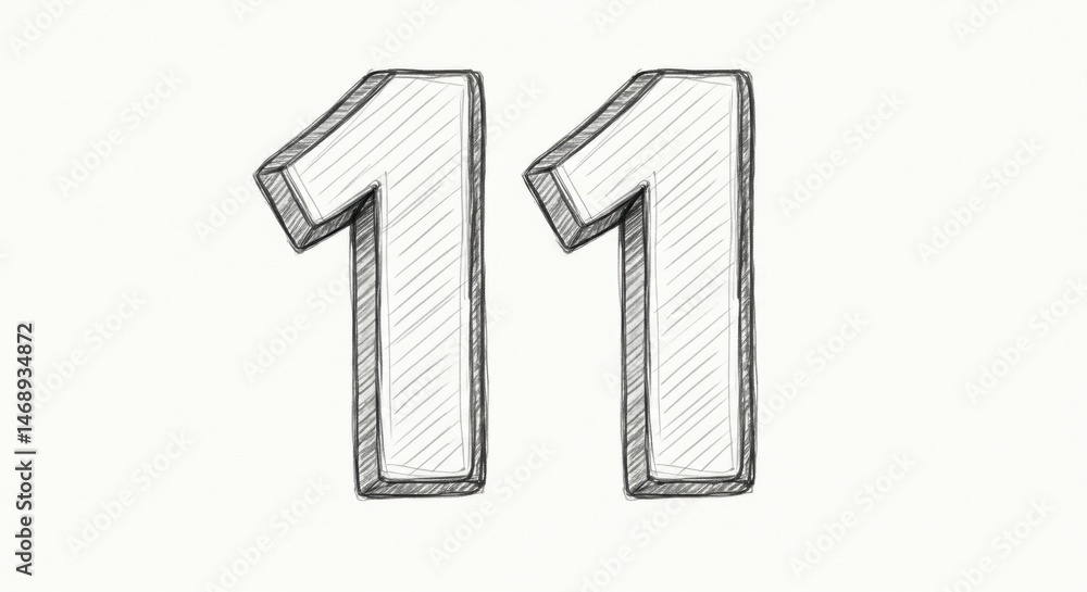 Eleven: Number Sketch Illustration Eleven: Number Sketch Illustration
