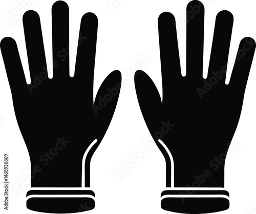Surgical Gloves Silhouette Icon Vector Illustration