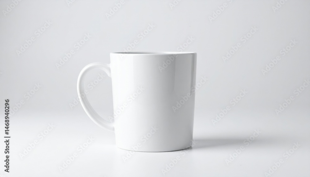 Obraz premium Elegant white mug display minimalist studio setting product photography clean background creative concept showcase