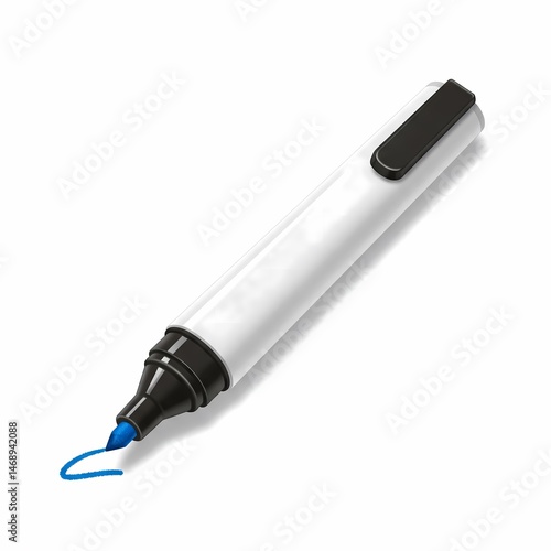 White Marker Pen Blue Paint Illustration