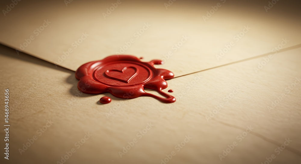 Envelope with Red Heart Wax Seal Envelope with Red Heart Wax Seal