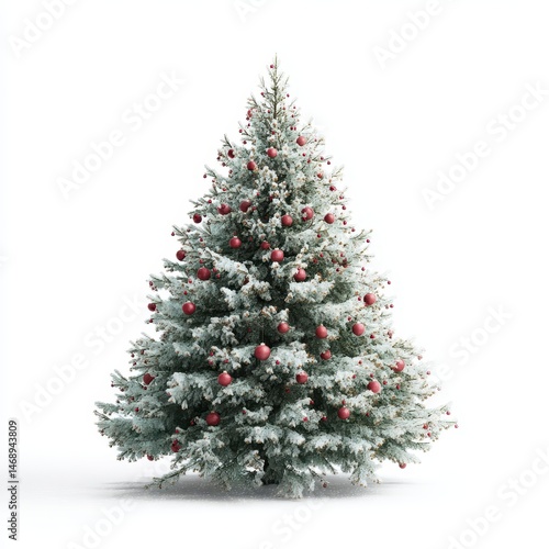 Snow-Covered Christmas Tree Isolated on White Background