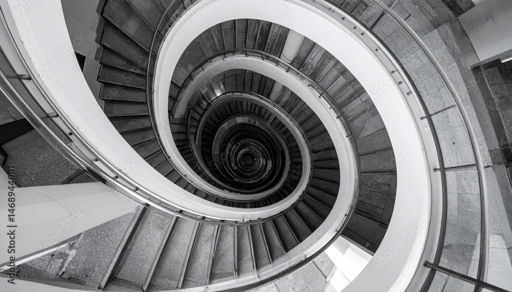 Fototapeta premium Spiral staircase design modern building architectural photography indoor space aerial view contemporary structure