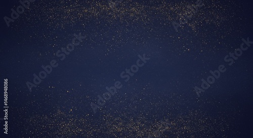 Abstract navy background with shimmering golden particle dust decoration