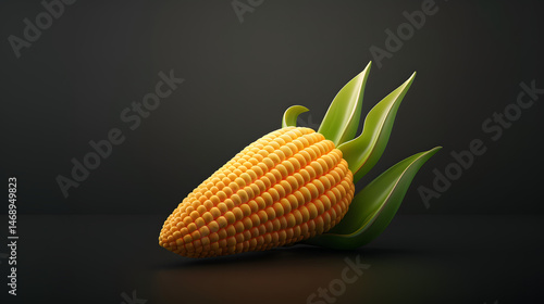 3D cartoon fruit icon Corn cute