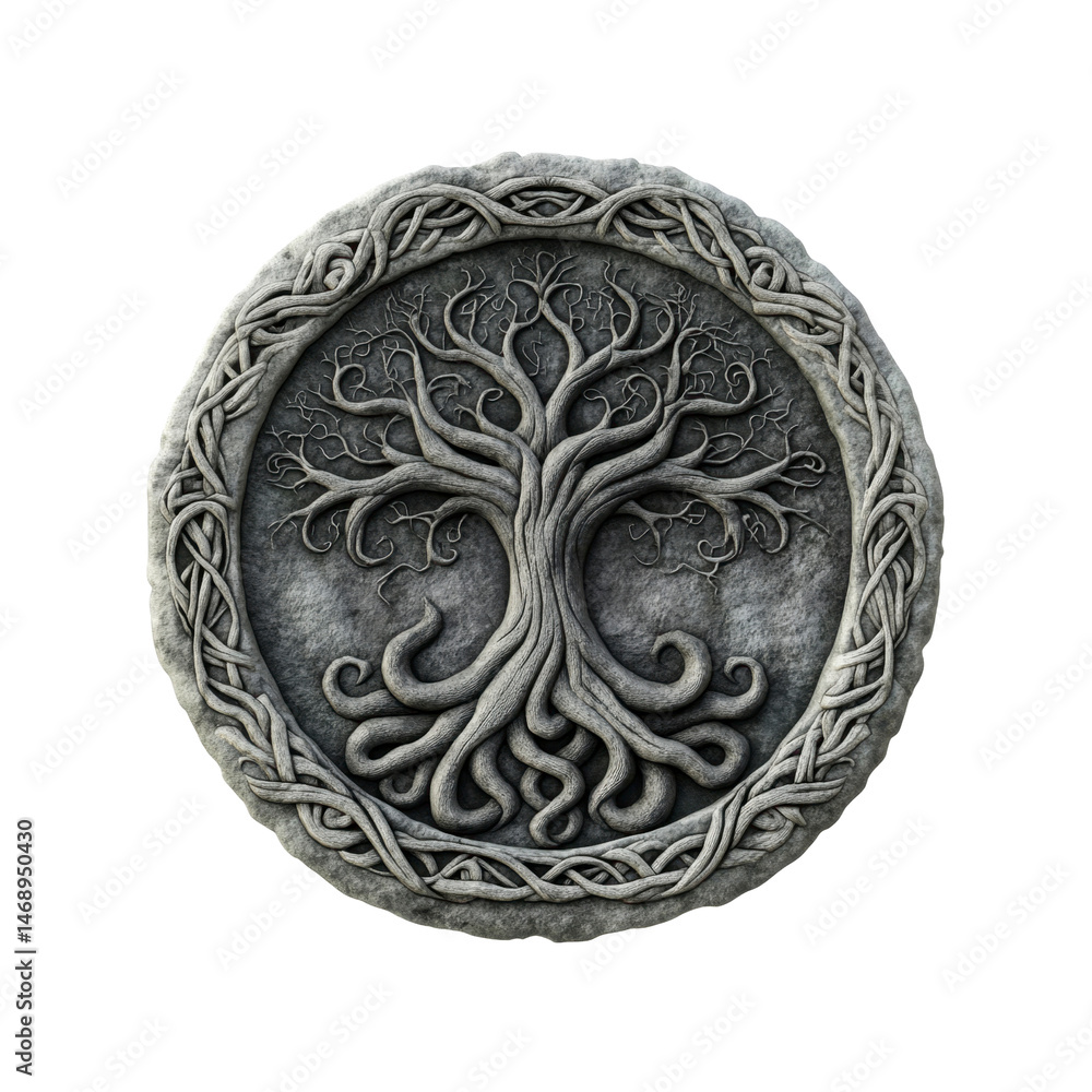 Celtic Tree of Life Stone Carving - Circular Wall Decor Celtic Tree of Life Stone Carving - Circular Wall Decor