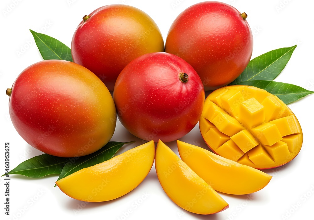 Ripe Red Mangoes Fresh Tropical Fruit Summer Delightful Sweet Juicy Vitamins Healthy Eating Food Ripe Red Mangoes Fresh Tropical Fruit Summer Delightful Sweet Juicy Vitamins Healthy Eating Food