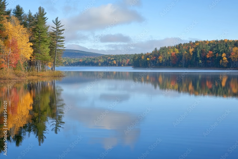 Autumnal lake scenery with reflections Autumnal lake scenery with reflections